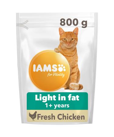 IAMS Low Fat Complete Dry Cat Food for Adult and Senior Cats with Chicken 800 g 800 g (Pack of 1)