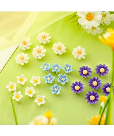 24 Flower Hair Clips for Women - Wedding Bridal Accessories in White, Yellow, Dark Purple, Light Blue - Elegant Barrettes for Bridesmaid, Party Wear - Buy Online on SooperMarket.com