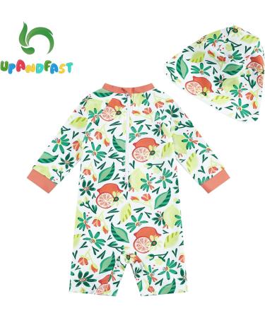 UPF 50+ Lemon Baby Girls Swimsuit with Snap Bottom | 9-12 Months | Sun Protection Swimwear by upandfast - Buy Online on SooperMarket.com