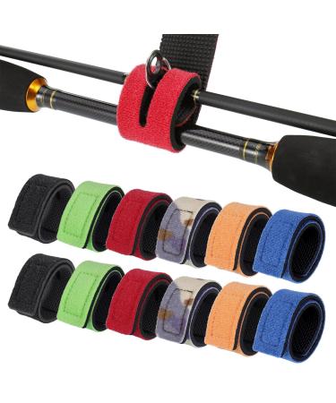 Fishing rods 12 pieces of fishing rod belt 6 colors fishing straps fishing rod rods elastic rod straps fishing rod ligaments Velcro straps with buckles for fishing rods (30cm)