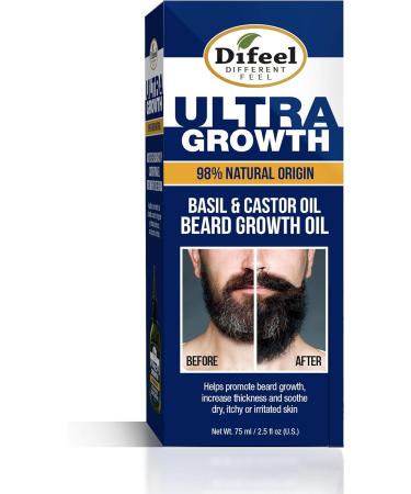 Difeel Men's Ultra Growth Basil and Castor Beard Oil 2.5 oz. - Natural Hair Growth Solution - Buy Online on SooperMarket.com