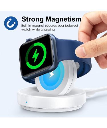 ZAPOGO Portable Magnetic Apple Watch Charger Stand - Wireless Fast Charging Dock with Nightstand Mode for Apple Watch Series 8/7/SE/6/5/4/3/2 - White - Buy Online on SooperMarket.com