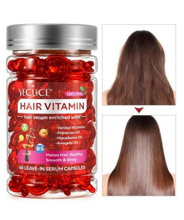 Hair Vitamin Serum Capsules - Moroccan Macadamia & Avocado Oils | Nourishing Hair Treatment No Rinse Conditioner - 60 Pcs - Buy Online on SooperMarket.com