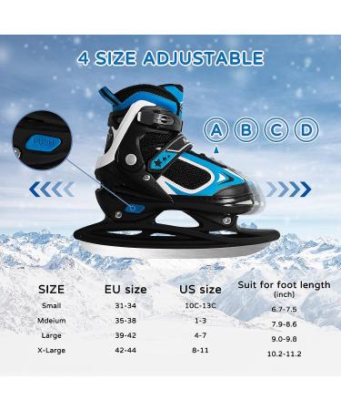 MammyGol Adjustable Ice Skating Shoes for Kids - Gray Blue Hockey Lace-Up Skate (Size L/XL) - Beginner Ice Skates for Boys and Girls - Buy Online on SooperMarket.com