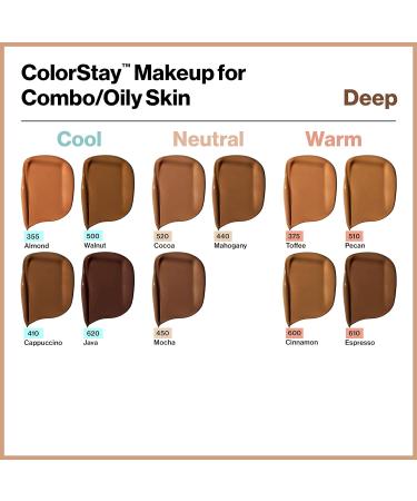 Revlon Colorstay Liquid Foundation Chestnut - 30 ml (Pack of 1) | Matte Finish, Longwear Makeup for Combination/Oily Skin - Buy Online on SooperMarket.com