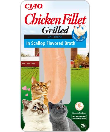 Ciao Grilled Chicken Fillet in Scallop Flavoured Broth by Inaba - 1 Pack (25g) / Cat Treat Delicious & Healthy Snack Food Topper Pill Assist Training Treat Natural Grain Free