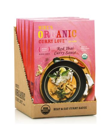 MIKE'S ORGANIC CURRY LOVE Premium Red Thai Curry Sauce ORGANIC. VEGAN. DAIRY FREE. MADE IN THAILAND. | case of 6 x 8.8 oz pouches
