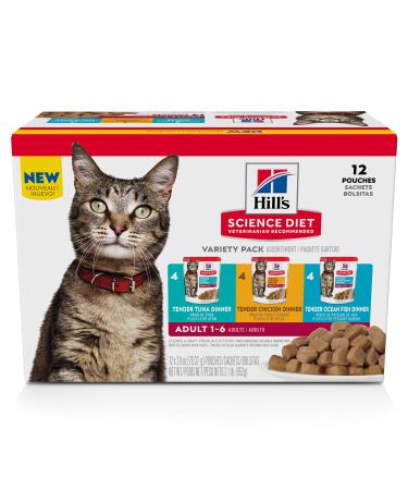 Hill's Science Diet Wet Cat Food Pouches Variety Pack 12 Count (Pack of 1)