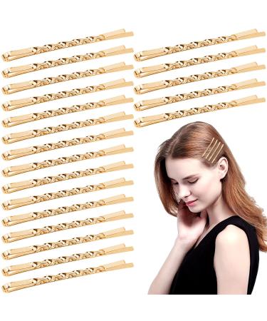 100 Pcs 2.17" Gold Bobby Pins Metal Twist Hair Clips Simple Hair Pin Bobby-pins Hairpins Hair Accessories for Women Thick Long Updo Hair Style