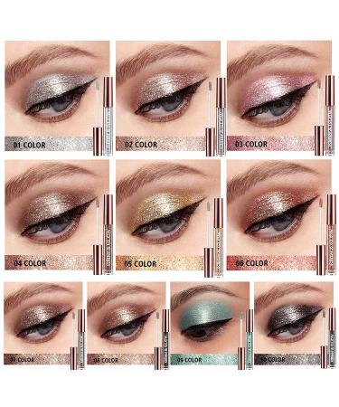 SUMEITANG 10 Colors Liquid Glitter Eyeshadow Set - Metallic Pigments for Sparkling Smokey Eye Looks - Long Lasting Waterproof Makeup Kit - Buy Online on SooperMarket.com