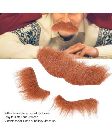 Mustaches Eyebrow Set Self Adhesive Fake Beard and Fake Eyebrow Set False Facial Hair Costume Accessory for Adults Brown - Buy Online on SooperMarket.com