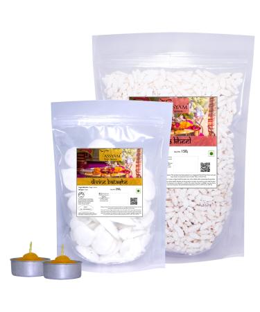 TASSYAM Kheel Batasha and Diwali Lamp Combo 400g | Divine and Holy