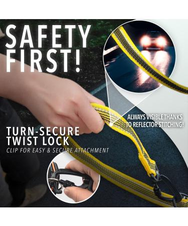 Bluzelle Strong Double Dog Lead 3m for Large Dogs | Adjustable & Reflective | Hands-Free Leash for Dogs up to 220lb | Yellow - Buy Online on SooperMarket.com