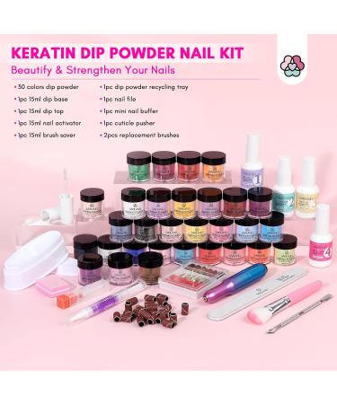 Saviland 60 PCS Dip Powder Nail Kit with Nail Drill | 30 Colors Dipping Powder Starter Kit for French Nail Art | Long-Lasting Formula | Keratin Infused | Manicure Set - Buy Online on SooperMarket.com