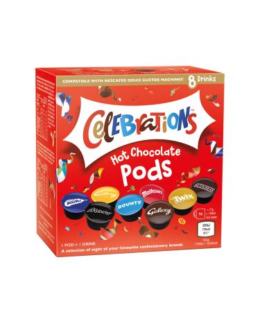 Celebrations Hot Chocolate Dolce Gusto Compatible Pods 5 Boxes x 8 Pods | Bulk Dolce Gusto Compatible Chocolate Pods | 40 Pods 40 Servings