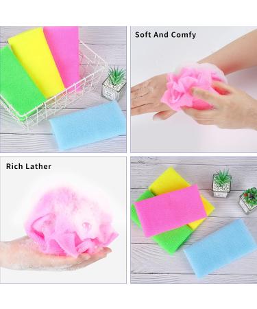 Gukasxi Exfoliating Washcloth Towel 4-Pack - Dual-Sided 11x35.5 inches Nylon Bath Towel for Body Exfoliation and Scrubbing - Buy Online on SooperMarket.com