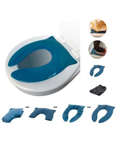 THREE LITTLE TOTS - Modern and Safe Portable Potty Seat, Dark Teal Folding Travel Potty Training Seat for Girls and Boys, Fits Round and Oval Toilets, On The go or at Home, Includes Travel Bag