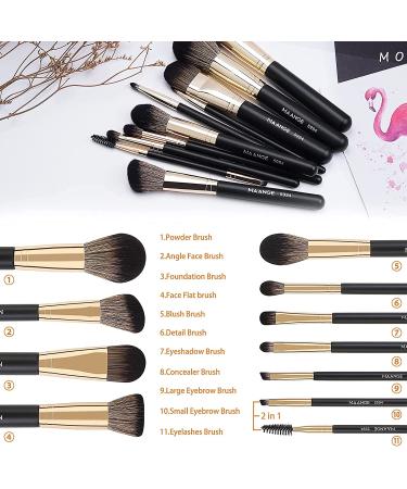 MAANGE 10-Piece Travel Makeup Brushes Set with Case - Foundation Kabuki Blush Eyeshadow Brushes, Sponge, and Cleaner (Blackgold) - Buy Online on SooperMarket.com