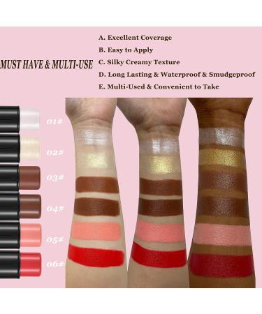 CCbeauty 4Pcs 06# Highlighter Contour Bronzer Blush Shimmer Stick Set - Professional Facial Makeup Kit for Women | Mother's Day Gift - Buy Online on SooperMarket.com