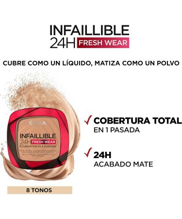 L'Or al Paris Infallible 24H Fresh Wear Foundation in a Powder Full-coverage Longwear Weightless Smooth Finish Water-proof and Transfer-proof 130 True Beige 130 True Beige 9 g (Pack of 1) - Buy Online on SooperMarket.com