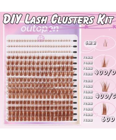 Eyelash Clusters Extension Kit - 40D+60D Mix Individual Lashes with Glue & Tweezers for DIY Wispy Look (Brown-SET2 - Buy Online on SooperMarket.com
