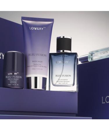 Blue Fusion Perfume for Men Mens Cologne Set 4 in 1 Perfume Set & Colognes Gift Set - 4 Piece Parfum Antiperspirant Deodorant Stick Body Lotion Cologne - Masculine Birthday Gifts Perfumes for Men - Buy Online on SooperMarket.com