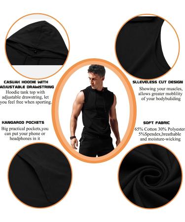 Babioboa Men's Sleeveless Workout Hooded Tank Top - Black, Medium - Buy Online on SooperMarket.com