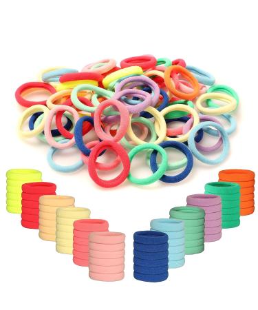 Elastic Hair Bands Hair Ties 100Pcs Seamless Ponytail Holders for Girls & Women - Cute Fabric Hair Ties (2 Inch Diameter) - No Damage, Mix Color - Multicolor - Buy Online on SooperMarket.com