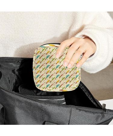 Yellow and Blue Fish Hook Sanitary Napkin Storage Bag - Portable Period Pouch for Women and Teens - Multi-Colored - Buy Online on SooperMarket.com