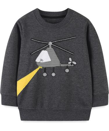 Boys Dinosaur Sweatshirt | Cotton Casual Top for Kids | Long Sleeve Pullover T-shirt | Toddler Girls Shirts | Baby Clothes 1-8 Years | 6-7 Years | Helicopter Design - Buy Online on SooperMarket.com