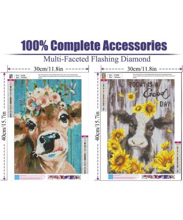 2 Pack Cow Diamond Painting Kits - DIY 5D Full Drill Art with Round Diamonds for Adults & Kids - Home Wall Decor Gift - 12x16inch - Buy Online on SooperMarket.com