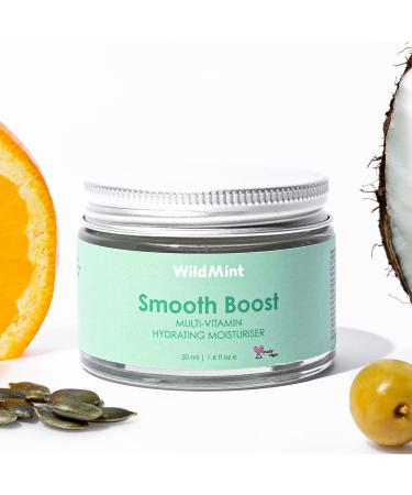 WildMint Smooth Boost Natural Daily Moisturiser | Hydrating Face Cream for Sensitive Dry Acne Prone Mature Skin | Repairs & Soothes Redness with Shea Butter | Vegan & Cruelty-Free UK Skin Care 50ml