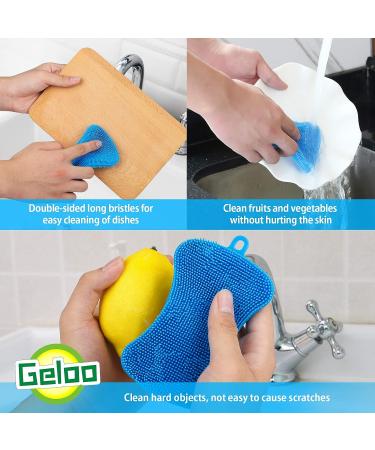 Silicone Sponge Dish Washing Kitchen Gadgets Brush (3 Pack) Blue+Grey+Green - Geloo - Buy Online on SooperMarket.com