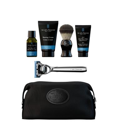 The Art of Shaving Travel Kit - Men's Razor with 1oz Pre-Shave Oil, 1.5oz Shaving Cream, Shaving Brush & 1oz After-Shave Balm Lavender