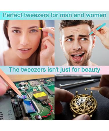 4-Piece Stainless Steel Tweezers Set for Ingrown Hairs - Facial Hair Removal for Men & Women (Multi-Colored) - Buy Online on SooperMarket.com