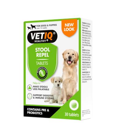 VetIQ Stool Repel Coprophagia Aid 30 Tablets Pet Supplement Helps Eliminate Stool Eating Dog Stool Repellant Makes Stool Less Palatable For Puppies 12 Weeks and Up