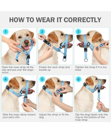 Weesiber Medium Blue Soft Dog Collar - Adjustable Padded Halter with Reflective Strips for Safe Training & Walking - No Pull Design - Buy Online on SooperMarket.com