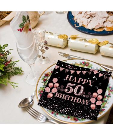 40 Ros gold Napkin Set | 50th Birthday Party Paper Napkins 33x33cm | Perfect for Stylish Celebrations - Buy Online on SooperMarket.com