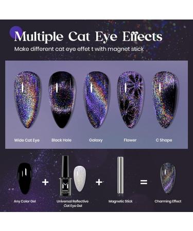 MIZHSE Universal Reflective Rainbow Cat Eye Gel Nail Polish | 10ml Holographic 9D Laser Manicure for Stunning Nail Art Salon - Buy Online on SooperMarket.com