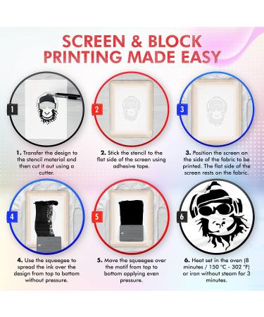 Marabu Screen Printing Kit Set with Wooden Frame, Squeegee, and Ink - Beginner Silk Screen Printing Set - Buy Online on SooperMarket.com