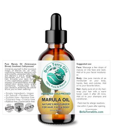 Bella Terra Marula Facial Oil 2 oz - Vitamin E & Omega Fatty Acids for Radiant Skin - Cold-Pressed Luxurious Skincare - Buy Online on SooperMarket.com