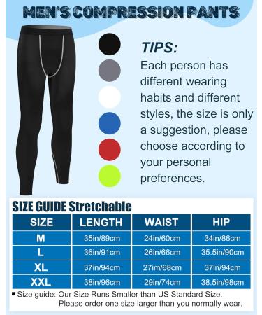 Hicarer 6 Pack Men's Compression Workout Pants - Athletic Leggings for Running and Sports - Multicolor, Large - Buy Online on SooperMarket.com