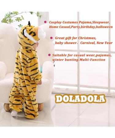 Doladola Unisex Baby Toddler Romper Jumpsuit Hooded Cartoon Sleepsuit | Infant Outfit 6-12 Months (Tiger) - Buy Online on SooperMarket.com