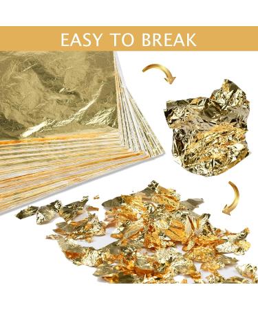 200 Pcs Gold Leaf Sheets for Gilding Art & DIY Projects - 5.5 x 5.5 inches - Ideal for Picture Frames, Home Walls, and Interior Decoration - Buy Online on SooperMarket.com