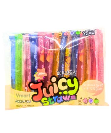 Cremon Fruit Jelly Juicy Straw Assorted Flavours Mango Peach Grape Apple 475g