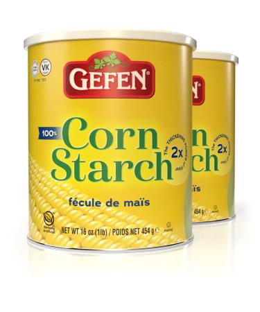 Gefen Corn Starch 100% Pure, 16oz, Resealable Lid, (2 Pack, Total 2 Lbs) Gluten Free Thickener, Just One Ingredient, Cornstarch