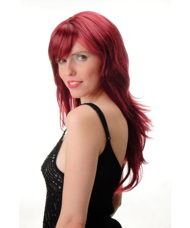 WIG ME UP GFW244A-39 Ladies Wig - Long Straight to Wavy Garnet Red 60cm with Jagged Parting Bangs | Shop Internationally! - Buy Online on SooperMarket.com