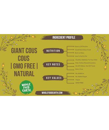 Wholefood Earth Giant Cous cous 1 kg | GMO Free | Natural | Source of Fibre (Pack of 2) - Buy Online on SooperMarket.com
