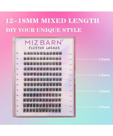 MIZ BARN Lash Clusters - 144pcs D Curl Eyelash Extensions (12-18mm) - Fluffy False Eyelashes for DIY at Home - Buy Online on SooperMarket.com