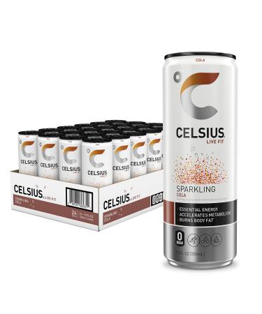 CELSIUS Sparkling Cola, Functional Essential Energy Drink, 12 Fl Oz (Pack of 24) Sparkling Cola 12 Fl Oz (Pack of 24)